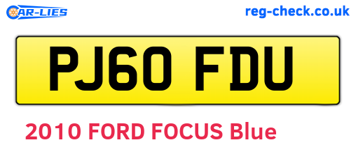 PJ60FDU are the vehicle registration plates.