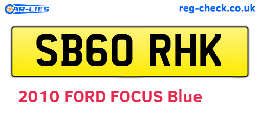 SB60RHK are the vehicle registration plates.