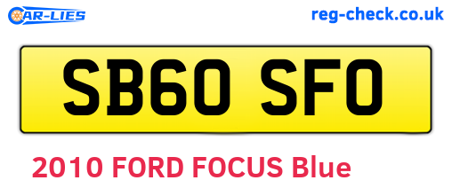 SB60SFO are the vehicle registration plates.