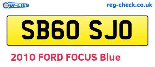 SB60SJO are the vehicle registration plates.