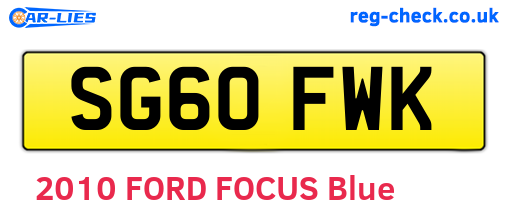 SG60FWK are the vehicle registration plates.