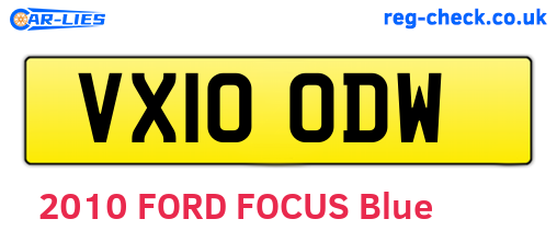 VX10ODW are the vehicle registration plates.