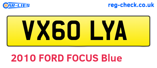 VX60LYA are the vehicle registration plates.