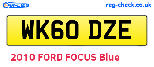 WK60DZE are the vehicle registration plates.