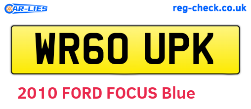 WR60UPK are the vehicle registration plates.
