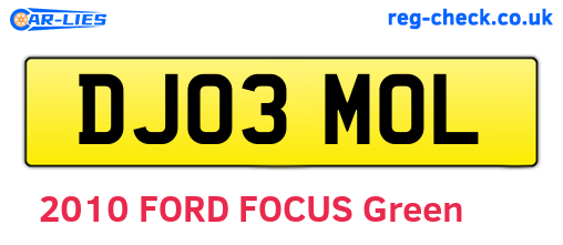 DJ03MOL are the vehicle registration plates.
