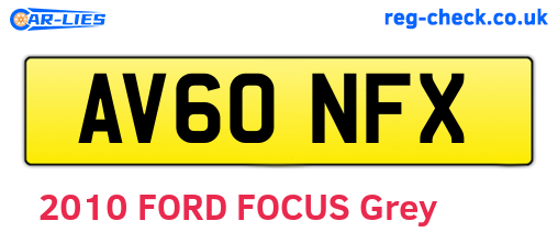 AV60NFX are the vehicle registration plates.