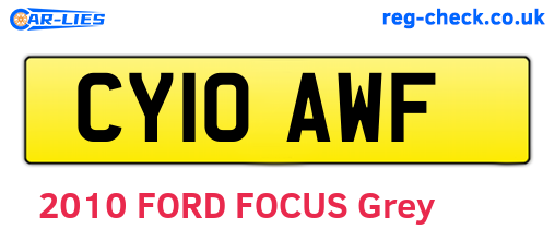 CY10AWF are the vehicle registration plates.