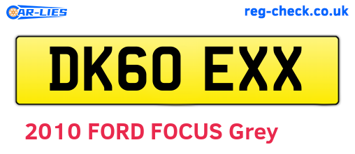 DK60EXX are the vehicle registration plates.