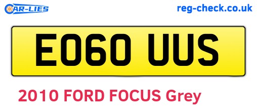 EO60UUS are the vehicle registration plates.