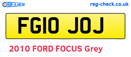 FG10JOJ are the vehicle registration plates.