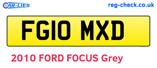 FG10MXD are the vehicle registration plates.