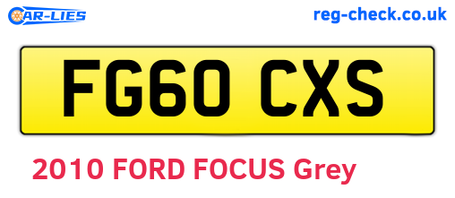 FG60CXS are the vehicle registration plates.