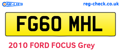 FG60MHL are the vehicle registration plates.