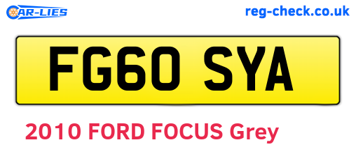 FG60SYA are the vehicle registration plates.