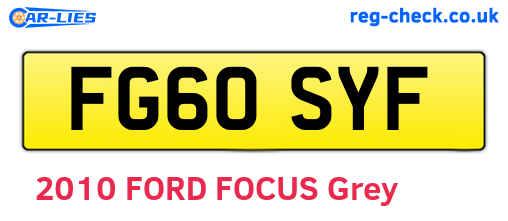 FG60SYF are the vehicle registration plates.
