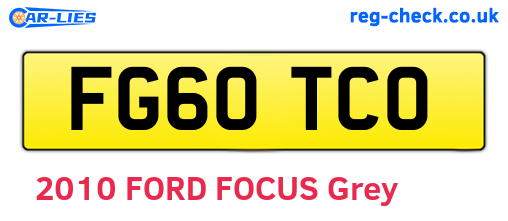 FG60TCO are the vehicle registration plates.