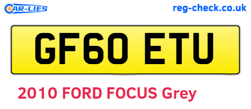 GF60ETU are the vehicle registration plates.