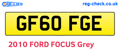 GF60FGE are the vehicle registration plates.