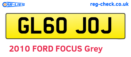 GL60JOJ are the vehicle registration plates.