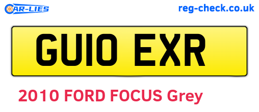 GU10EXR are the vehicle registration plates.