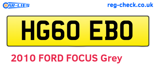 HG60EBO are the vehicle registration plates.
