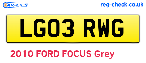 LG03RWG are the vehicle registration plates.