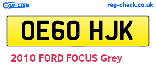 OE60HJK are the vehicle registration plates.