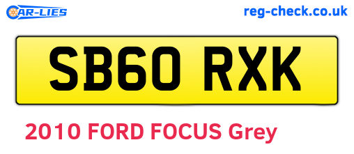 SB60RXK are the vehicle registration plates.