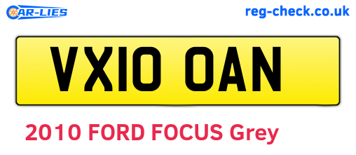 VX10OAN are the vehicle registration plates.