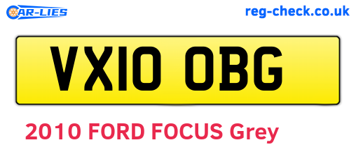 VX10OBG are the vehicle registration plates.