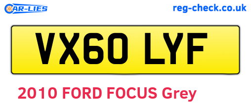 VX60LYF are the vehicle registration plates.