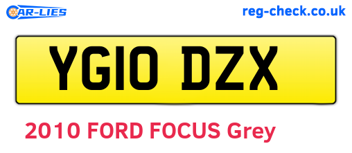 YG10DZX are the vehicle registration plates.
