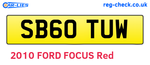 SB60TUW are the vehicle registration plates.