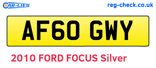 AF60GWY are the vehicle registration plates.