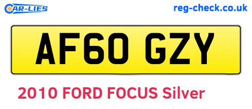 AF60GZY are the vehicle registration plates.
