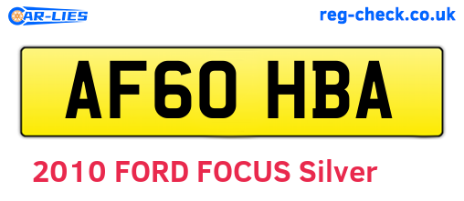 AF60HBA are the vehicle registration plates.