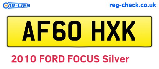 AF60HXK are the vehicle registration plates.