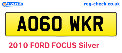 AO60WKR are the vehicle registration plates.
