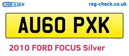 AU60PXK are the vehicle registration plates.