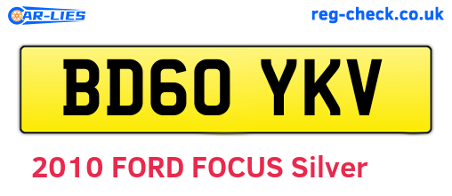 BD60YKV are the vehicle registration plates.
