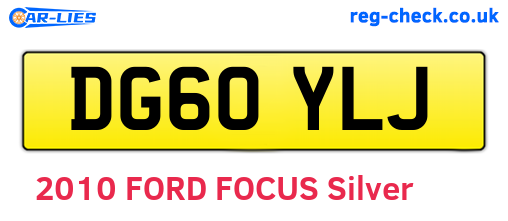 DG60YLJ are the vehicle registration plates.