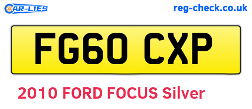 FG60CXP are the vehicle registration plates.