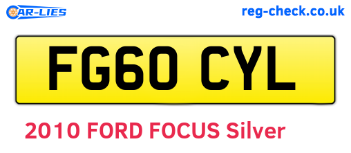 FG60CYL are the vehicle registration plates.