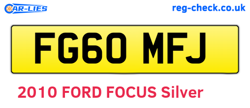 FG60MFJ are the vehicle registration plates.