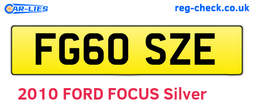 FG60SZE are the vehicle registration plates.