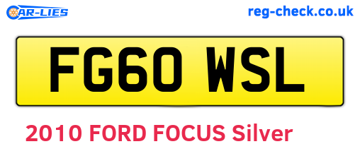 FG60WSL are the vehicle registration plates.