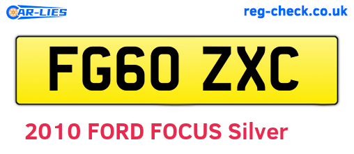FG60ZXC are the vehicle registration plates.