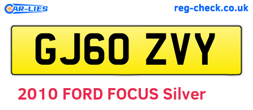 GJ60ZVY are the vehicle registration plates.