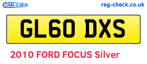 GL60DXS are the vehicle registration plates.